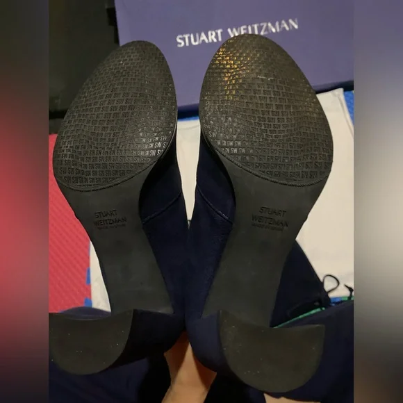 Stuart Weitzman Suede Over-the-Knee Blue Boots - Picture 8 of 9